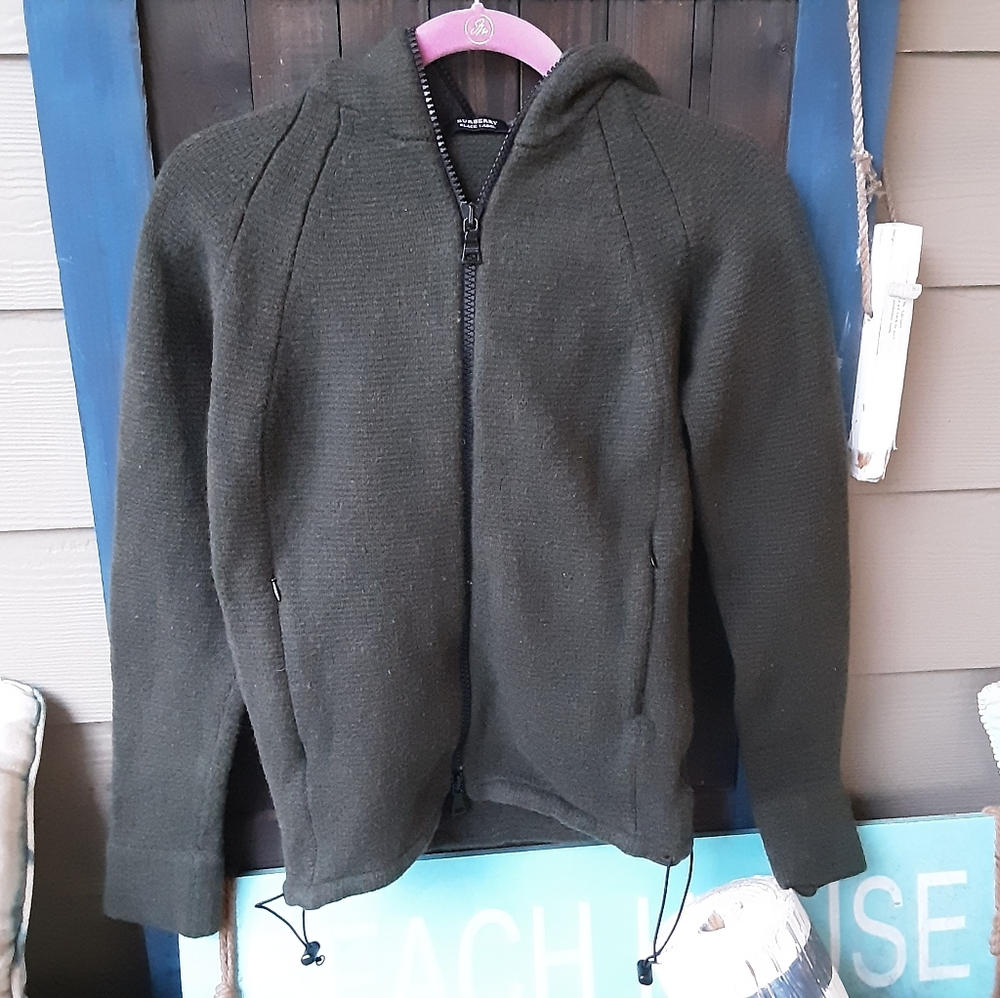 Burberry Black Label Olive Wool Blend Hoodie